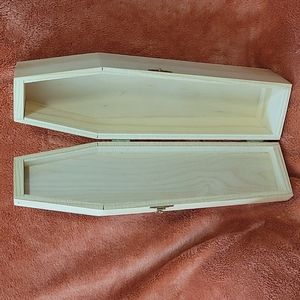 RIP Wood Coffin Wine Box Branded Skull Hinged Lid Armida Winery Poizin 15" x 4"